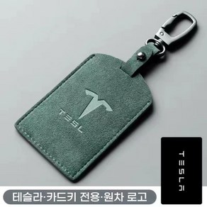 진루이 테슬라 카드키케이스 알칸타라 카드지갑, 사각형키홀더, 그린, 1개