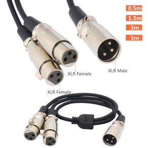 XLR 암 수 잭듀얼 2 플러그 Y 스플리터 케이블 어댑터 1 피트 풋 코드 3 핀, 02 1male to 2female_01 0.5m, 1개