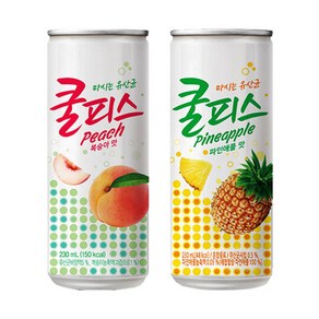 [중앙몰] 쿨피스 캔 230ml 2종 20캔 혼합세트 각10캔 복숭아 파인애플 맛, 20개