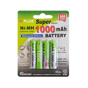 디아이플러스 AAA배터리 4알 고용량 1000mAh 3A충전지_syc, 4개입, 1개