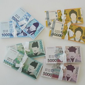 표정 그리기 DIY 가짜 돈 페이크머니 지폐 1세트 [시즌2 50매 묶음 혼합버전 장난감 종이 화폐 현금 용돈 저축 머니건 용돈박스], 만원 (50매)