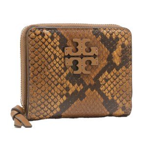 Tory Burch 토리버치 THEA EMB EMBOSSED EXOTIC BI FOLD WALLET 천연 엠보싱 뱀가죽 반지갑>다크 카라멜 색 Dark Camel/캐나다 직배송