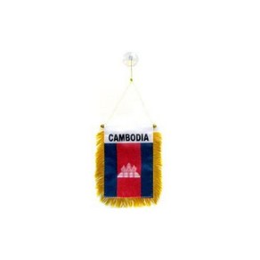 Cambodia mini Banner 6'' x 4'' - Cambodian PENNANT 15 x 10 cm - mini Banners 4x6 inch suction cup h