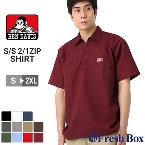 송료 무료 BEN DAVIS 벤데이비스 셔츠 반소매 하프 Zip 맨즈 워크 S-2XL USA 모델【COP】