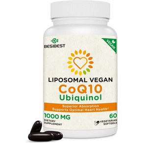 베시베스트 리포소말 비건 코큐텐 유비퀴놀 1000mg 60정 Besibest Liposomal CoQ10 Ubiquinol, 1개