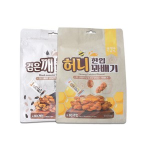 허니 한입 꽈배기 520g + 검은깨 한입 꽈배기 520g (총 2입) 개별포장 지퍼백, 1.04kg, 1세트