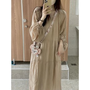 COBOTOR 여성 린넨 원피스 오버핏 캐주얼 여자 봄 여름 가을 롱원피스 linen dress women JX0244