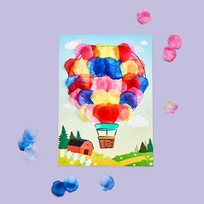 아이베이비아트 봄 꽃잎 붙이기(도안+꽃잎 세트)방과후 시니어미술 어르신미술, 열기구, 1개