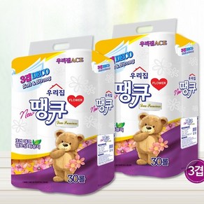 롤티슈 우리집 플라워땡큐 3겹30롤 롤화장지(2개세트), fee