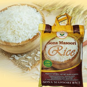 Shastha Sona Masooi Rice 10 Lbs (Pack of 1) 10 Lbs 샤스타 소나 마수리 쌀 10 Lbs (1팩) 10 Lbs x 1 봉지 (총 10 Lbs, 1개, 4.54kg