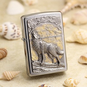 Wolf Of Moon Metal Zippo Lighte Edition 실버 메탈 달의 늑대 에디션 정품 지포라이터 ZAD-1980