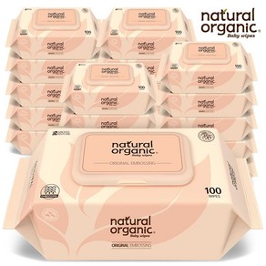 네츄럴오가닉 아기물티슈 오리지널 엠보싱 스마트캡형100매[20팩], 100매, 20개