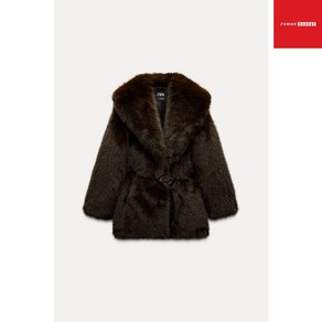 ZARA 자라 퍼 코트 6318/023 벨트 여밈 인조퍼 자켓