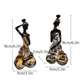 인테리어 소품 거실 장식 미니어처 북유럽 수지 흑인 여성 촛대 아프리카 이국적인 동상 아트 레이디 인형, 01 Yellow