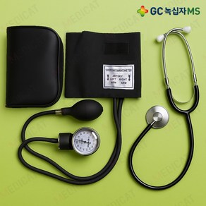 녹십자MS 정품 아네로이드 메타혈압계 수동혈압계 HS-2000+청진기 전문가용 간호실습 [메디캣 출고], 1개, HS-2000 수동혈압계 + HS-30A 단면청진기