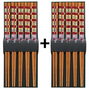 토탈하우스 (1+1) 대나무 젓가락 예쁜 고급나무젓가락 대나무젓가락 (곰돌이-5벌+5벌), 2개