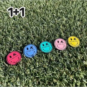 스마일 골프 볼마커 파스텔 5색 1+1, Yellow, Blue, 1개