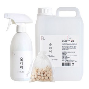 숲케어 편백수 피톤치드 스프레이 500ml+리필2L+편백큐브