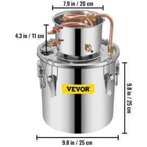 증류기 구리 VEVOR3 5 8 갤런 알코올 Alambic Moonshine 스테인레스 DIY 홈브루 워터 와인 에센셜 오일 브루잉 키트 부품