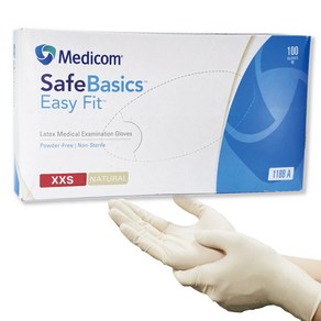 메디컴 라텍스장갑 주방용고무장갑 세이프베이직 이지핏, XXS어린이손크기, FREE(one size), 100개