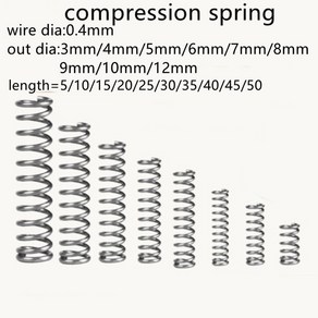 10 20pcs 0 4mm 압축 스프링 외경 3mm 12mm 스테인레스 스틸 마이크로 소형, 4mm 20pcs, 0.4mm, 20mm, 20개