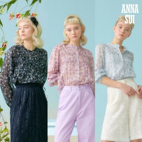 [안나수이] ANNA SUI 블라썸 핀턱 아사 면100 블라우스