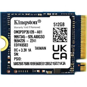 Kingston 512GB 2230 M.2 NVMe PCIe 3.0x4 SSD 솔리드 스테이트 드라이브 OM3PDP3512B A01