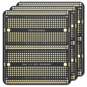 PCB기판 브레드보드형 만능기판 Dual Half Size 아두이노 및 개발용 97x 89mm 3팩, 블랙 3팩, 3개