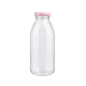 서울패키지 밀크티 음료유리병 1박스 48개 원형 300ml, 핑크캡