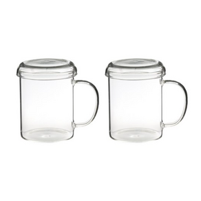 삼호유리 내열유리 뚜껑 + 머그잔 420ml 세트 MUGCUP-3 & LG-775803, CLEAR, 2개