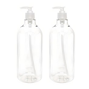 디스펜서 용기 1000ml + 캡, 투명 + 투명, 2개