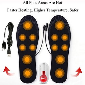 발열깔창 충전식 usb 온열 방한 깔창유니섹스 USB 충전 전기 온열 신발 깔창 겨울용 따뜻한 발 난방 부츠