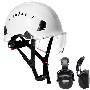 예초기 안면 보호구 얼굴보호 안전 헬멧 건설 하드 햇 고급 작업 등반 라이딩용 캡-89, Helmet Set H, 1개