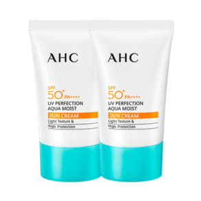 AHC UV 퍼펙션 아쿠아 모이스트 선크림 3중 기능성 선 크림, 2개, 50ml