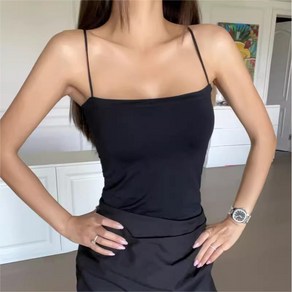 주포어유 편안한 슬림핏 크롭 데일리 끈 나시