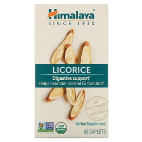 Licoice Oganic Digestive Suppot 60 Caplets, One Colo, 60정, 1개