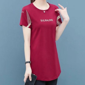 중년여성 여름 롱티 반팔티 라운드 루즈핏 티셔츠 상의 빅사이즈 엄마 40-60대 L~5XL A86