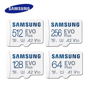 메모리카드 SAMSUNG EVO PLUS MicoSD 카드 128G 256GB 512GB A2 V30 U3 TF 64GB A1 V10 U1 전송 속도 130MB 메모리 전화 용, [01] 64GB, 한개옵션2, 1개