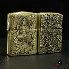 정품 Zippo 가벼운 천 손 Guanyin 순수 구리 갑옷 3D 입체 구호 등유 고급 남성 선물