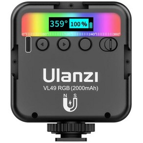 ULANZI -VL49 RGB 풀 컬러 LED 비디오 조명 2500K-9000K 800LUX 마그네틱 미니 필 라이트 콜드 슈 3 개 연