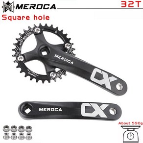 MEROCA CX 크랭크 셋 스퀘어 홀 MTB 크랭크 104bcd 알루미늄 합금 산악 자전거 스퀘어 크랭크 셋 170mm 32/34/36/38/40/42T