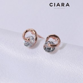 CIARA 14K Emiliano 스몰코일 빅스톤 귀걸이(GoldPlated)