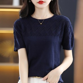 에리페 여성용 소프트 다이아 반팔 니트티