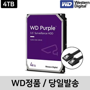 [WD정품] WD퍼플 4TB CCTV DVR 하드디스크 WD43PURZ HDD 오늘출발, 웬디 퍼플 4TB, 1개