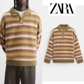 ZARA 자라 남성 봄 가을 스트라이프 폴로 셔츠