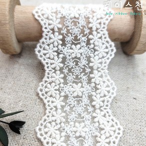 레이스천 엔틱플라워 망사레이스 50mm 자수 면 레이스원단 천 리폼 리본공예, 1개