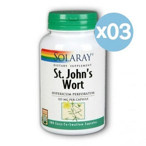 Solaay 솔라레이 세인트 존스 워트 180캡슐 3팩 St John's Wot 325mg Capsules, 180정, 3개