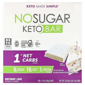 노슈가컴퍼니 No Suga Company 케토 바 생일 케이크, 12개, 40g