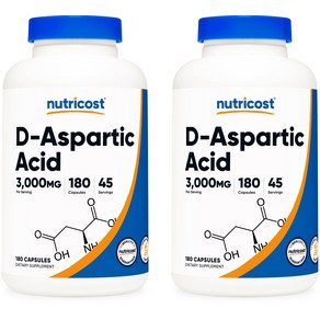 뉴트리코스트 D-아스파르트 애시드 (DAA) 3000mg 180캡슐 2병, 180정, 2개