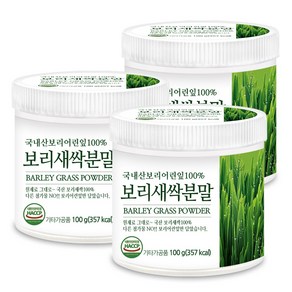 푸른들판 국내산 보리새싹 분말 가루 100% 새싹보리 분말 국산 차 보리어린잎 새싹보리순 보리싹 분말 가루 HACCP 인증, 100g, 3개